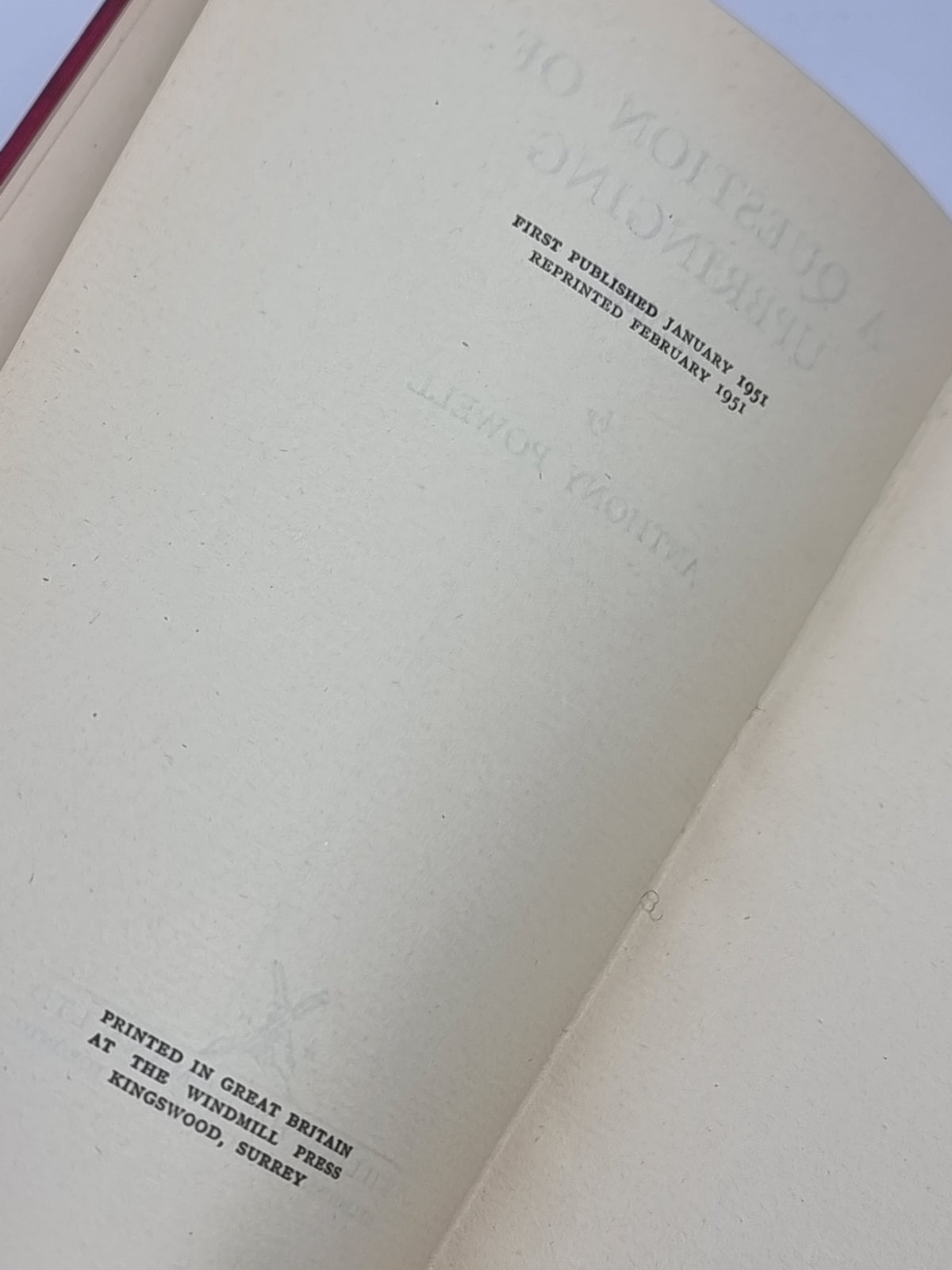 A Question of Upbringing, Anthony Powell — 1st Edition