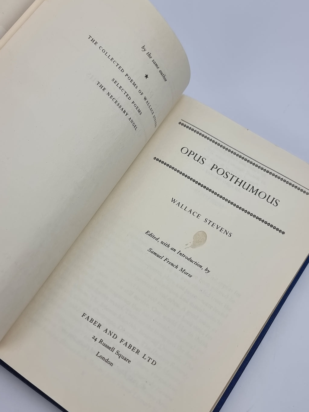 Opus Posthumous, Wallace Stevens — 1st Edition