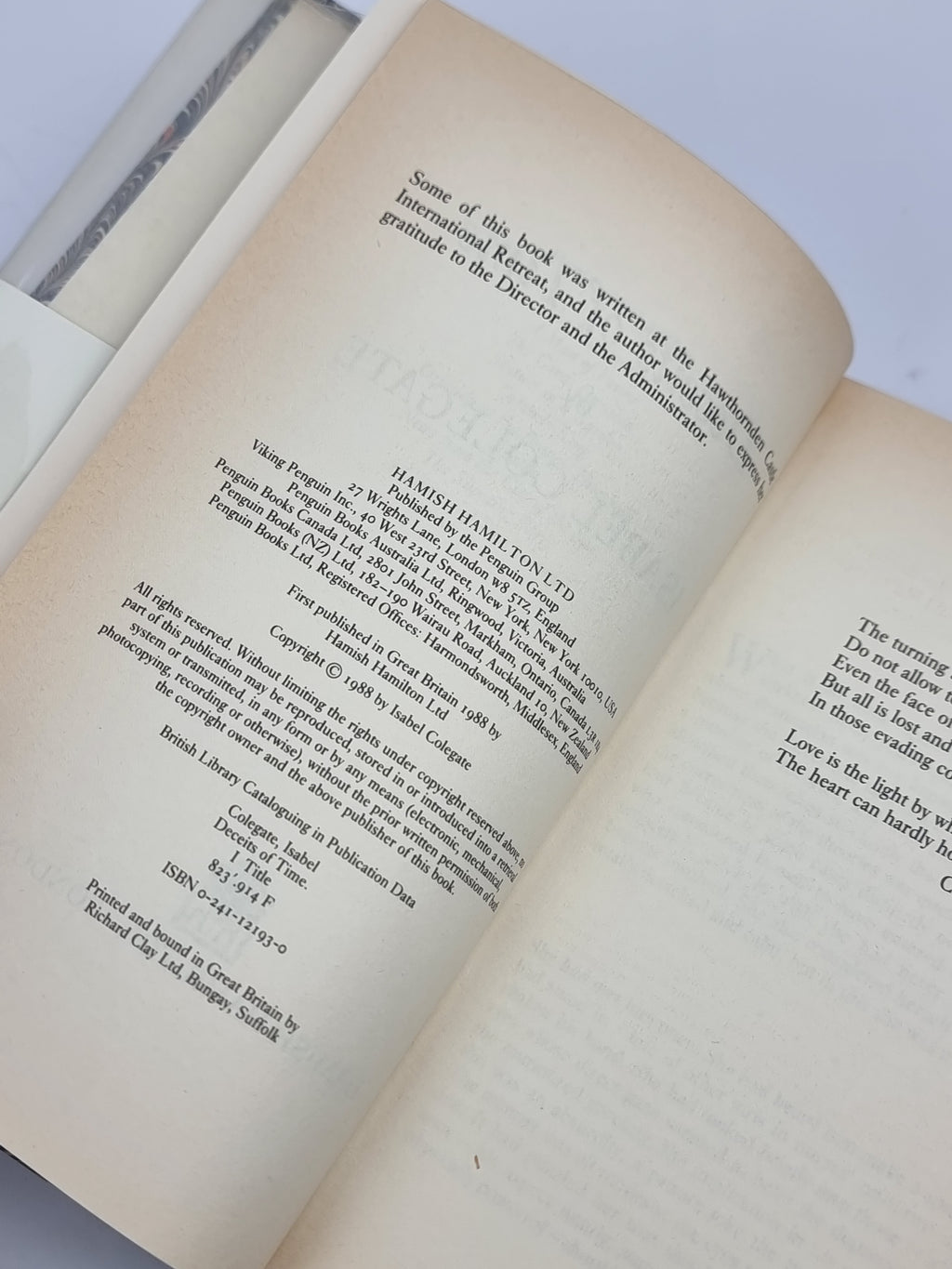 Deceits of Time, Isabel Colegate — 1st Edition, Signed, Limited