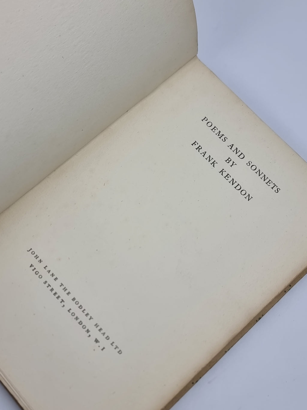 Poems and Sonnets, Frank Kendon — 1st Edition
