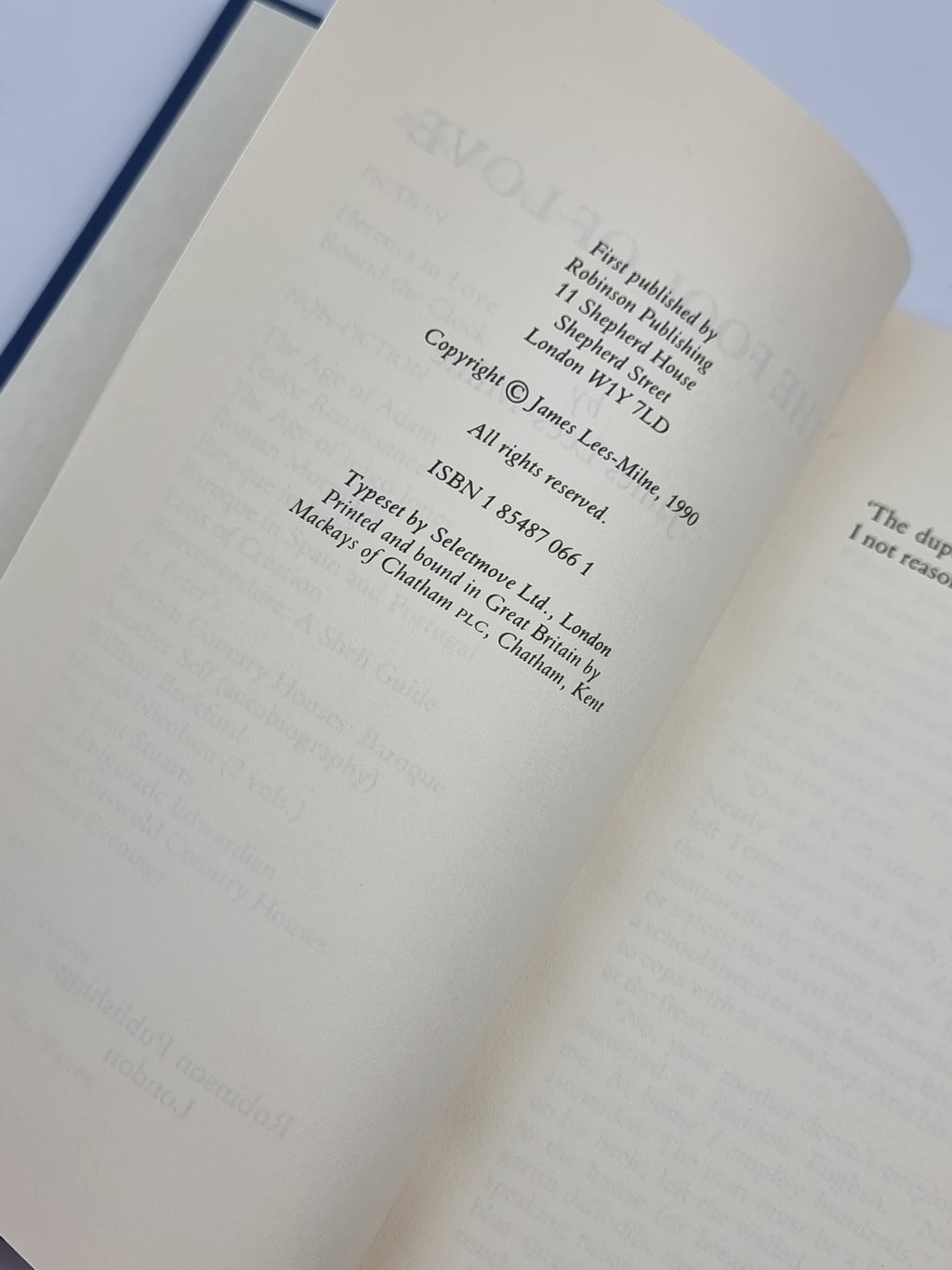 The Fool of Love, James Lees-Milne — 1st Edition