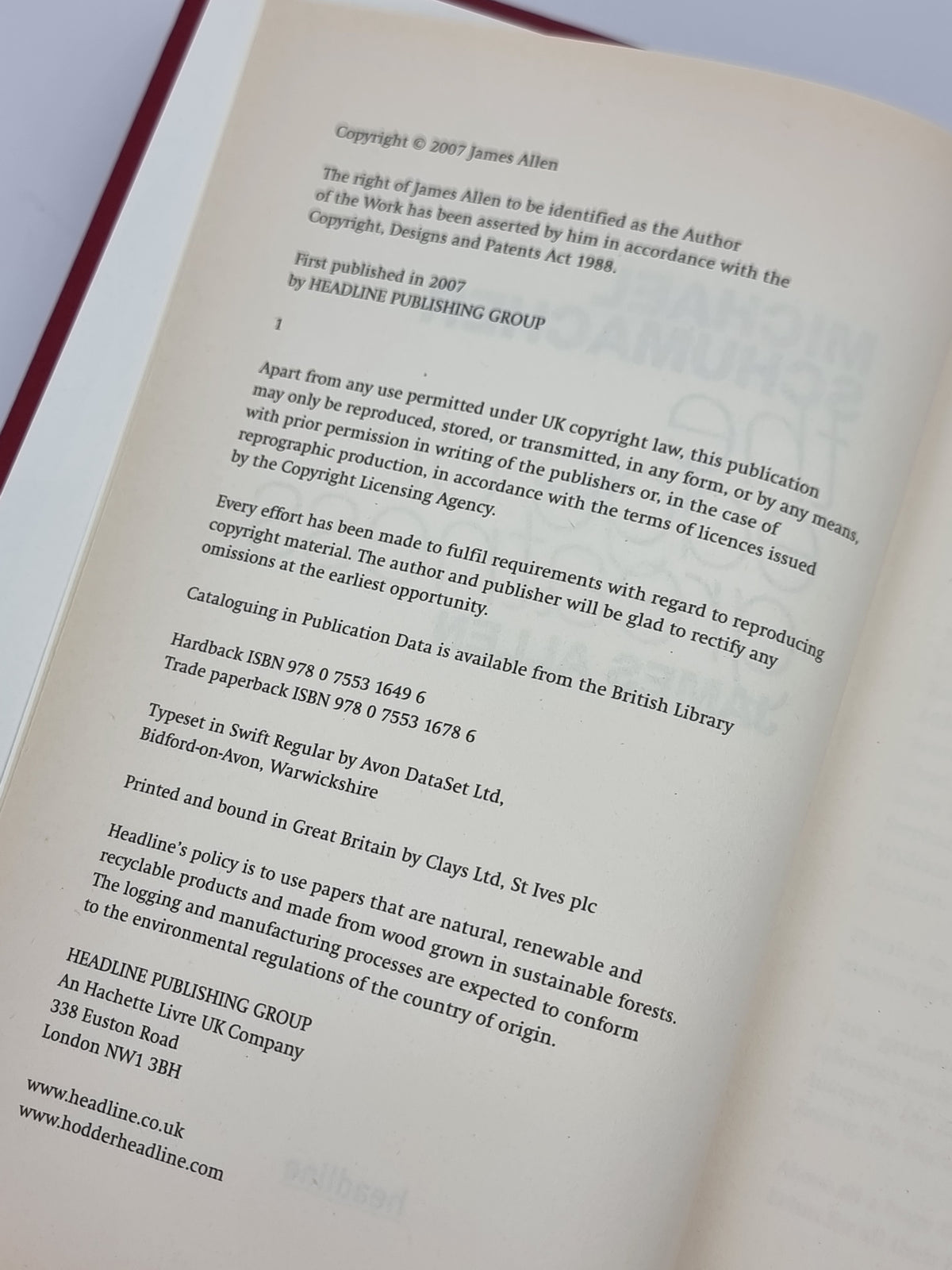 Michael Schumacher: The Edge of Greatness, James Allen — 1st Edition