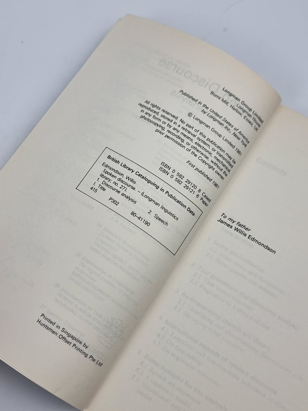Spoken Discourse: A model for analysis, Willis Edmondson — 1st Edition