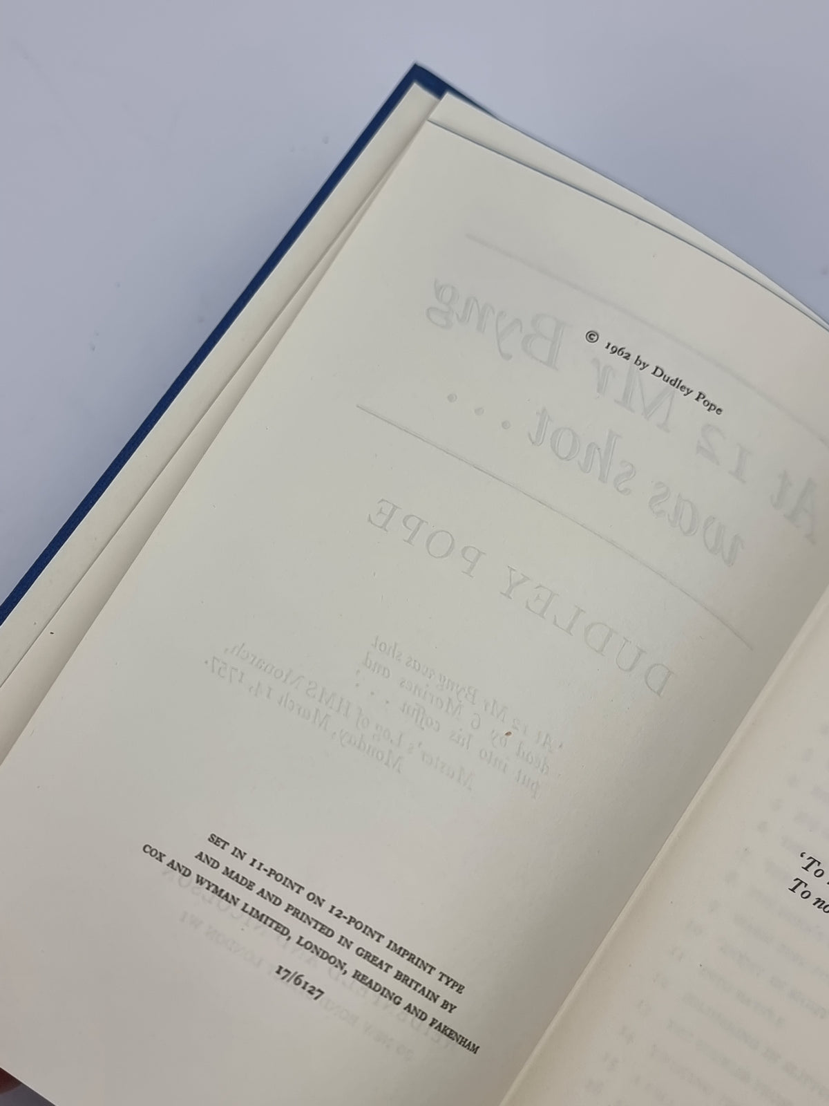 At 12 Mr Byng Was Shot, Dudley Pope — 1st Edition