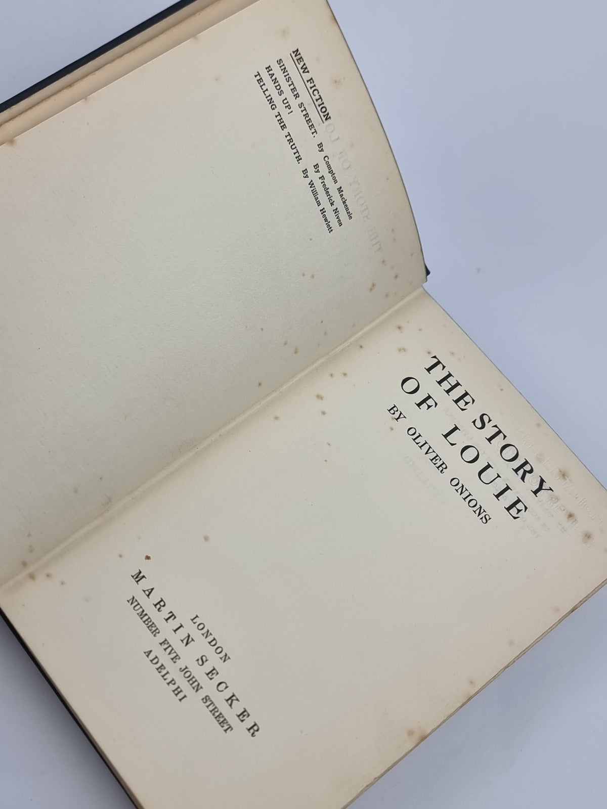 The Story of Louie, Oliver Onions — 1st Edition