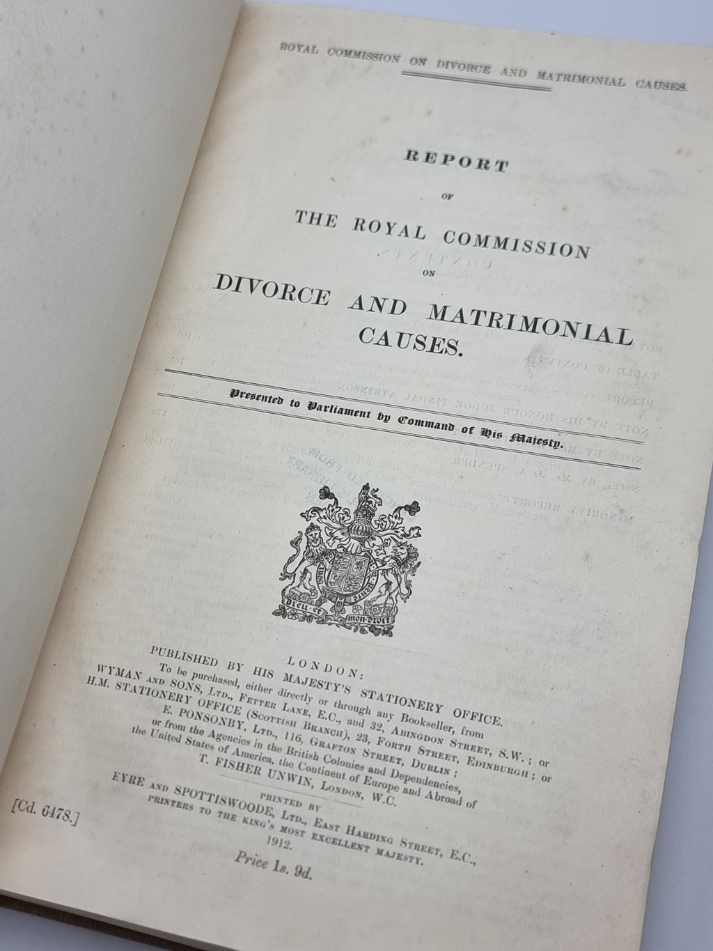Report of the Royal Commission on Divorce and Matrimonial Causes