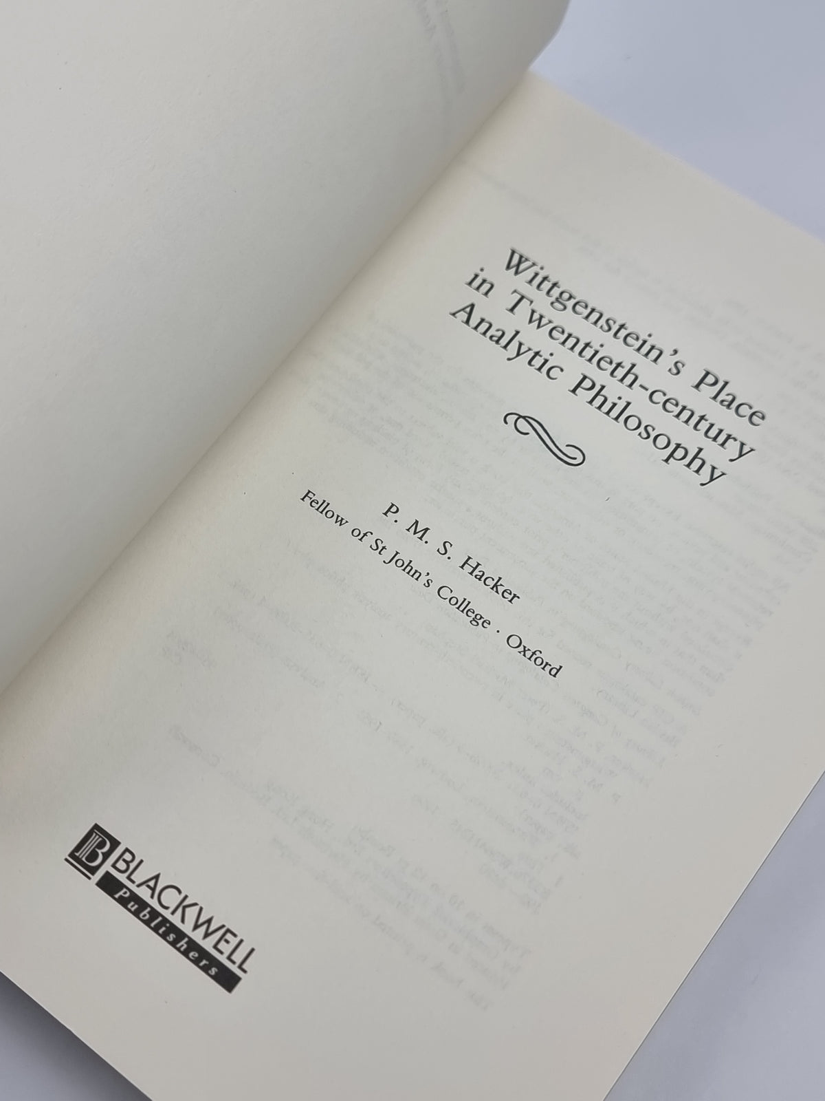 Wittgenstein's Place in Twentieth-Century Analytic Philosophy, P. M. S. Hacker