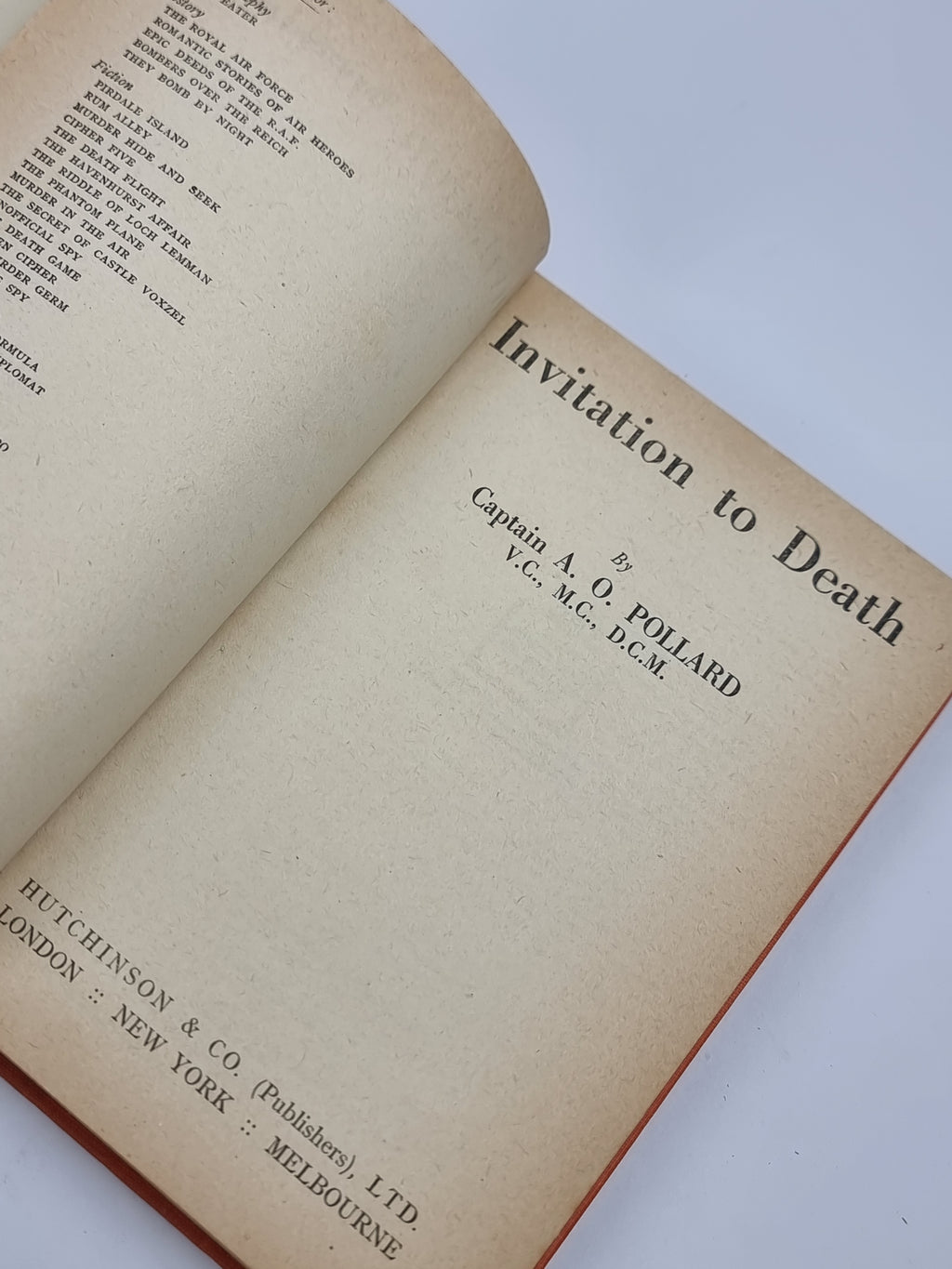 Invitation to Death, Captain A. O. Pollard — 1st Edition