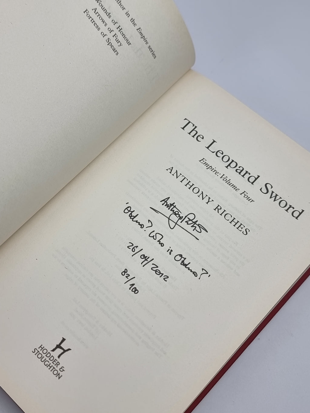 The Leopard Sword, Anthony Riches — 1st Edition, Limited