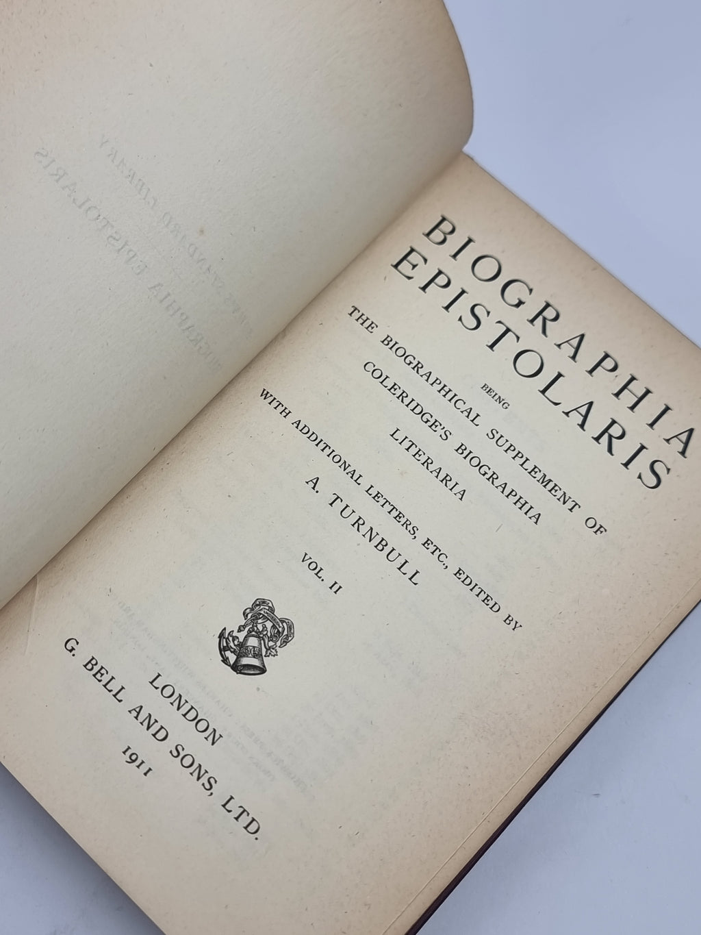 Biographia Epistolaris, Samuel Taylor Coleridge — 1st Edition