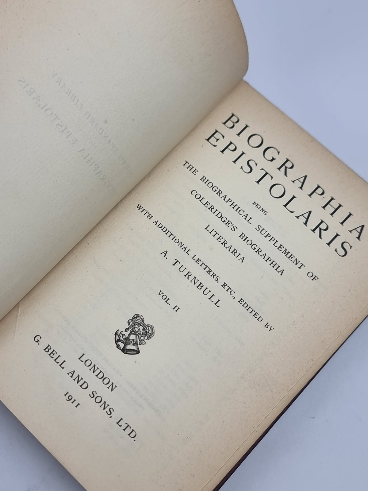 Biographia Epistolaris, Samuel Taylor Coleridge — 1st Edition