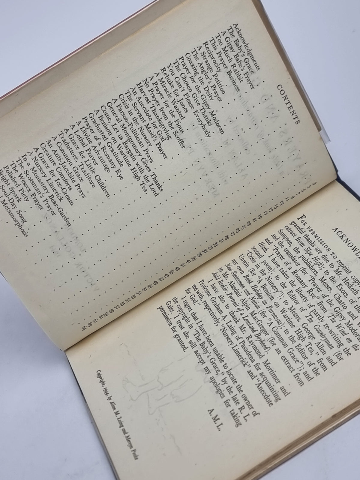 Prayers and Graces, Allan M. Laing — 1st Edition