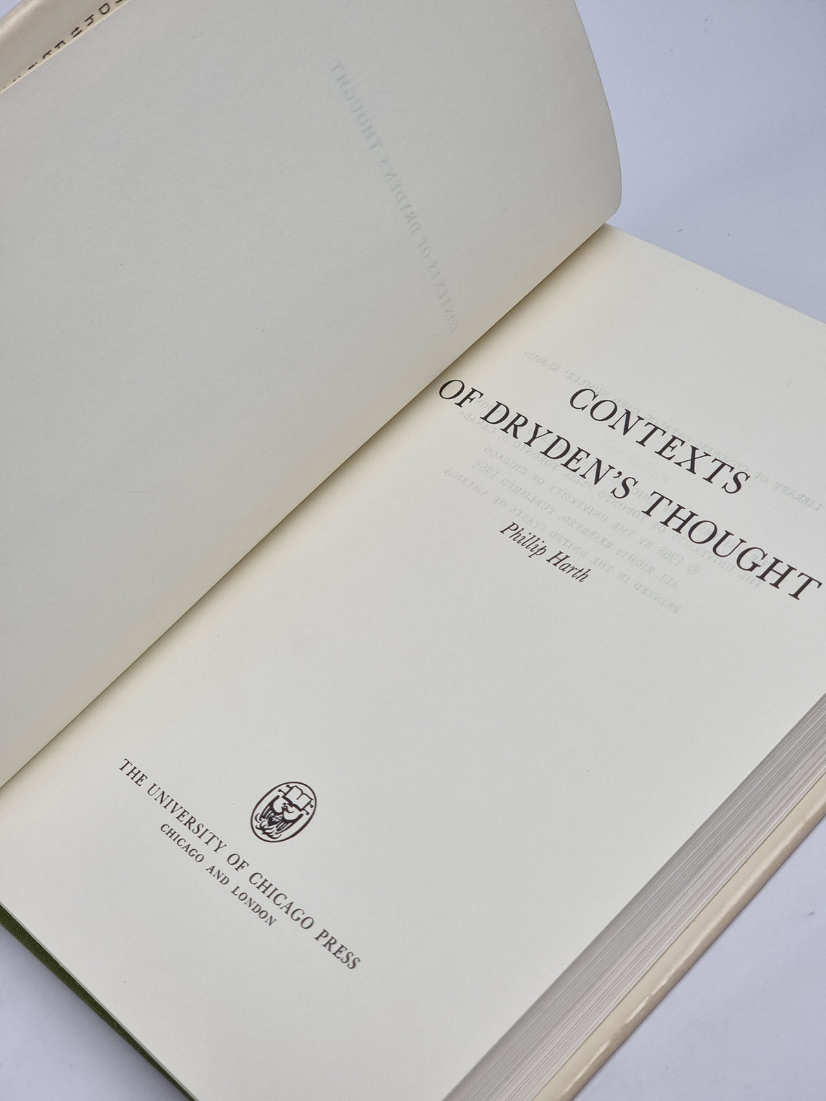 Contexts of Dryden's Thought, Phillip Harth — 1st Edition