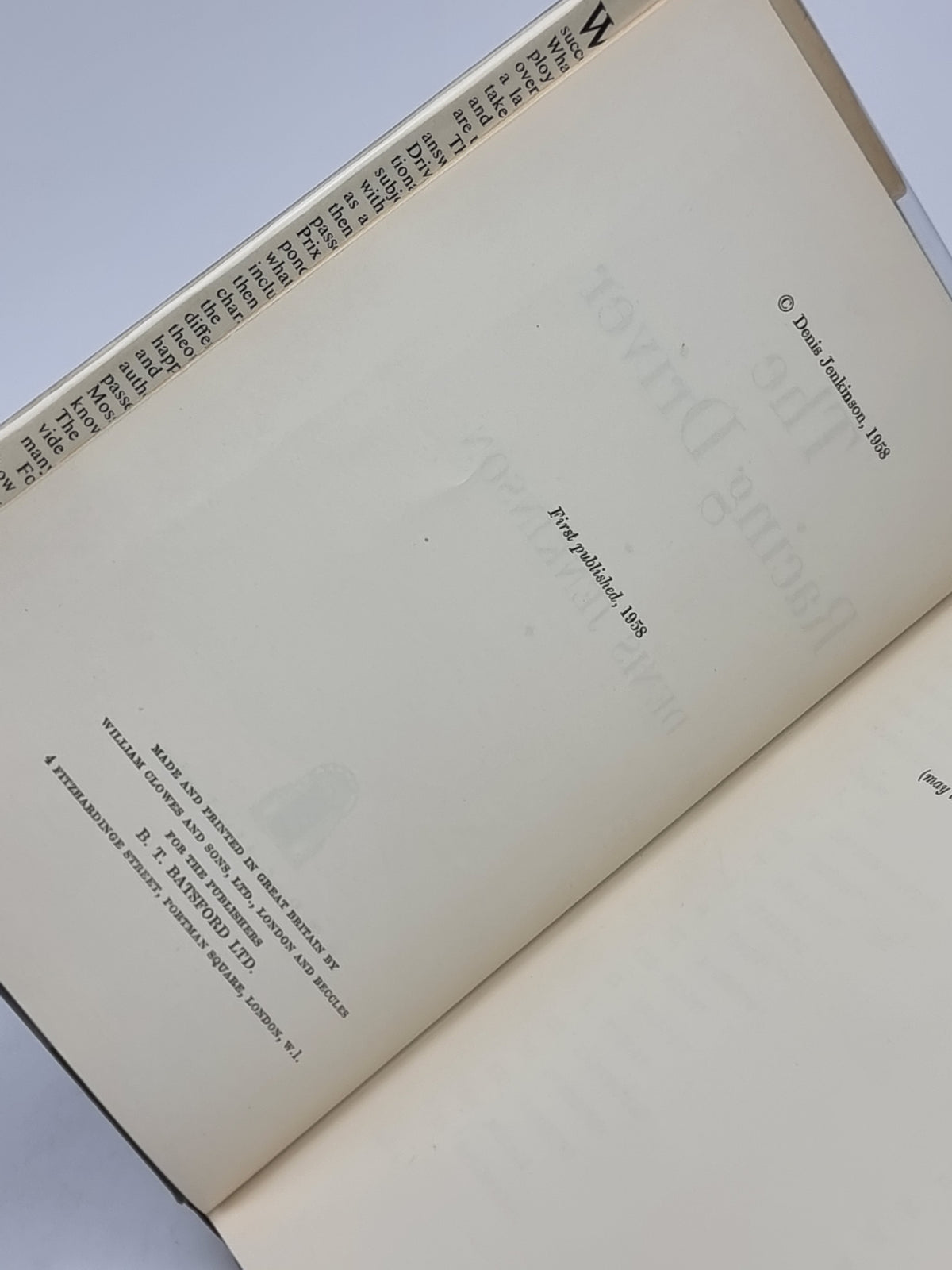 The Racing Driver, Denis Jenkinson — 1st Edition