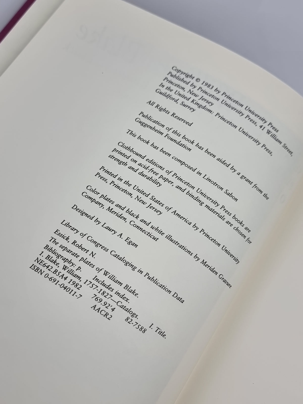 The Separate Plates of William Blake: A Catalogue, Robert N. Essick