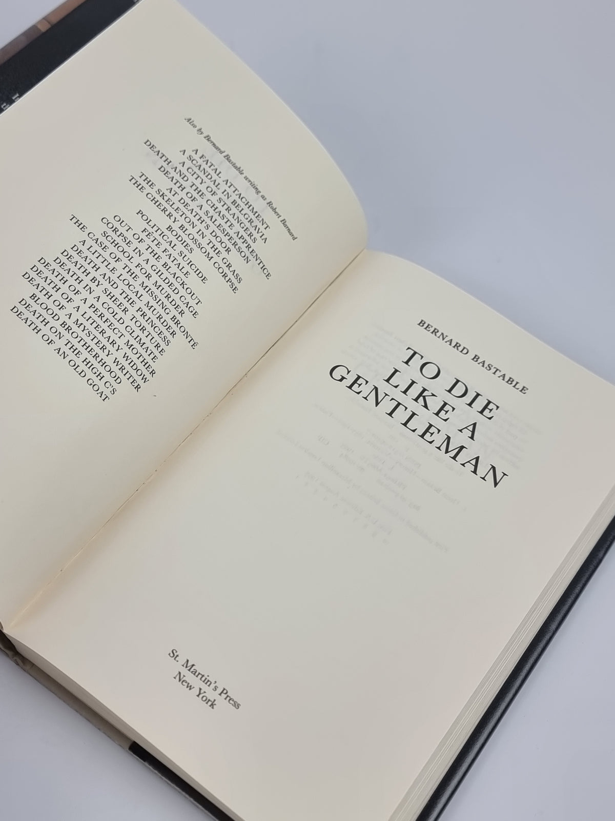 To Die Like a Gentleman, Bernard Bastable — 1st Edition