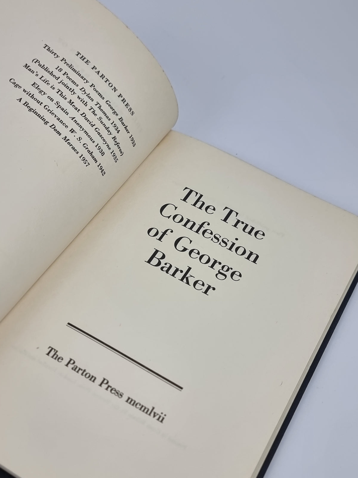 The True Confession of George Barker, George Barker
