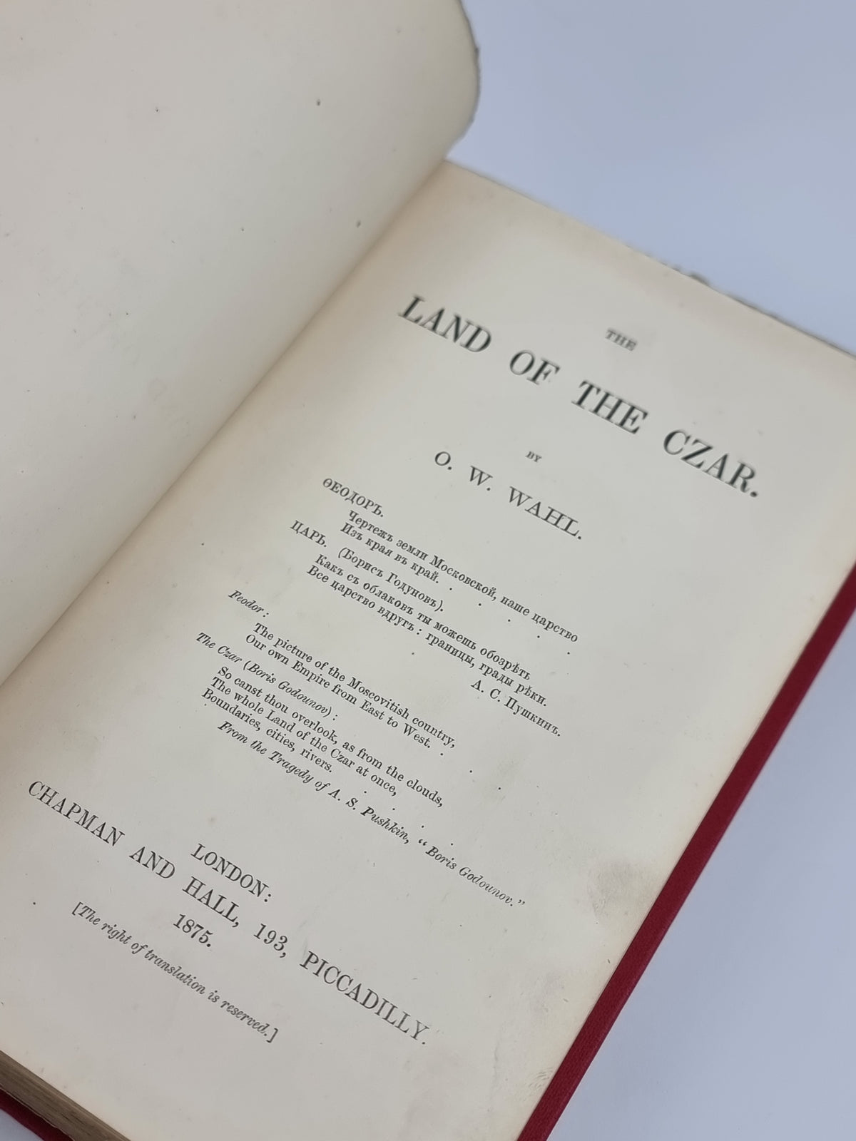 The Land of the Czar, O. W. Wahl — 1st Edition