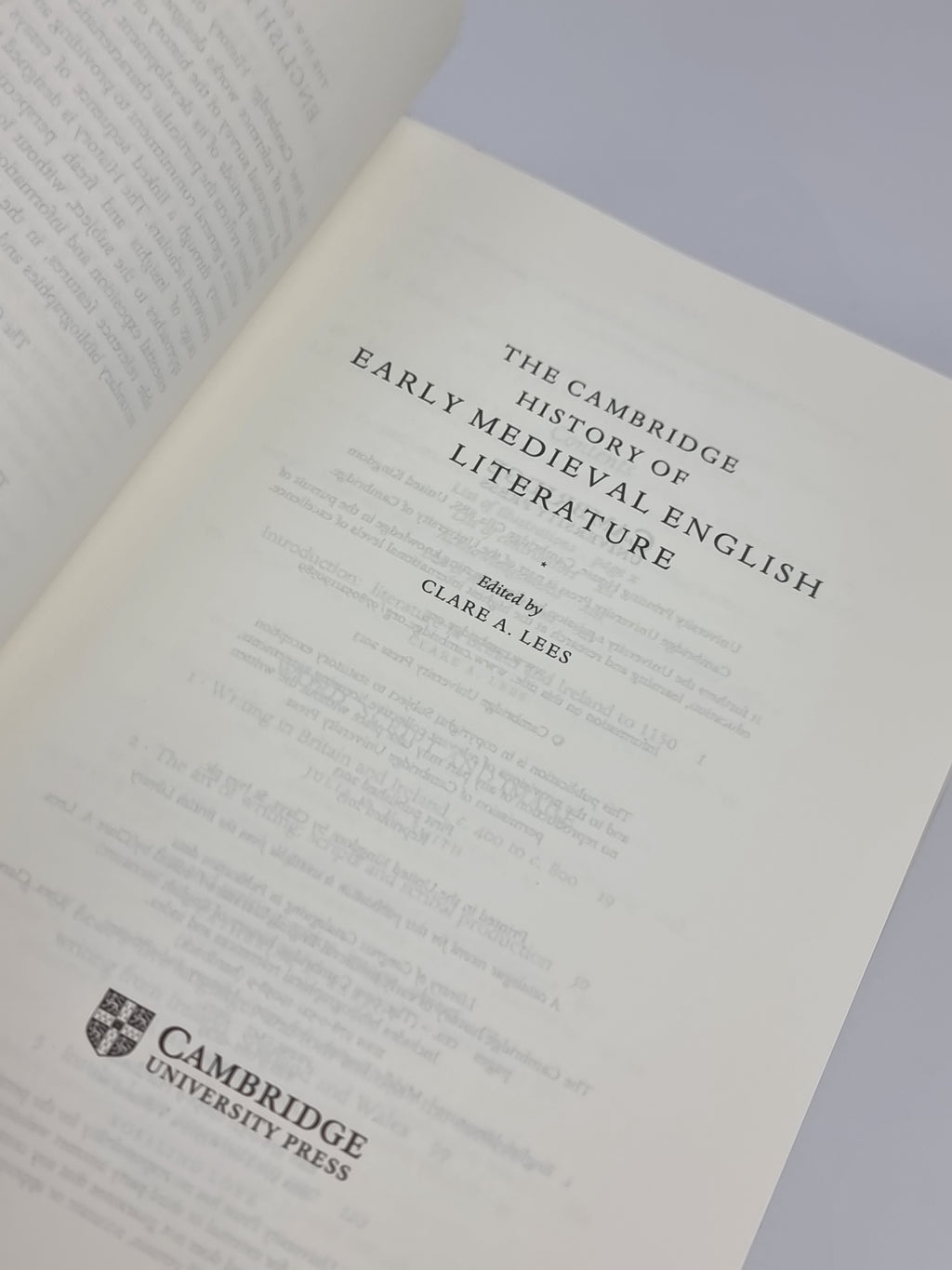 The Cambridge History of Early Medieval English Literature, Clare A. Lees