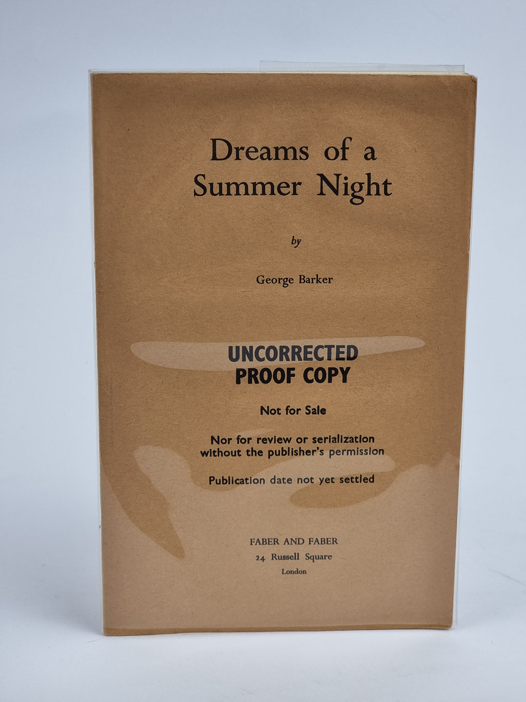 Dreams of a Summer Night, George Barker — 1st Edition (Proof)