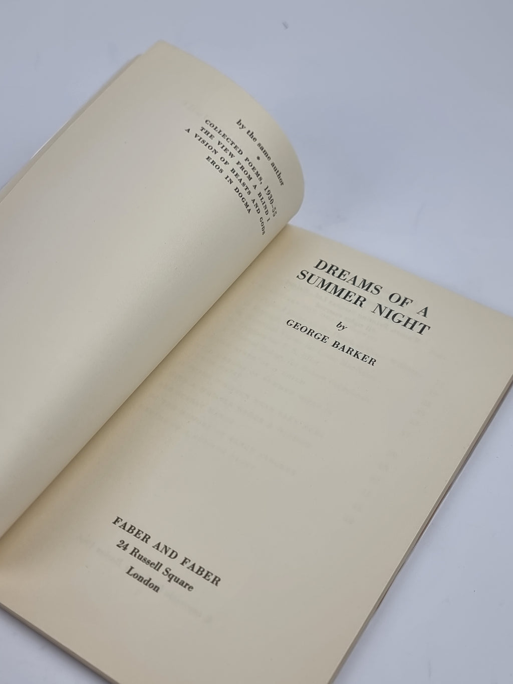 Dreams of a Summer Night, George Barker — 1st Edition (Proof)