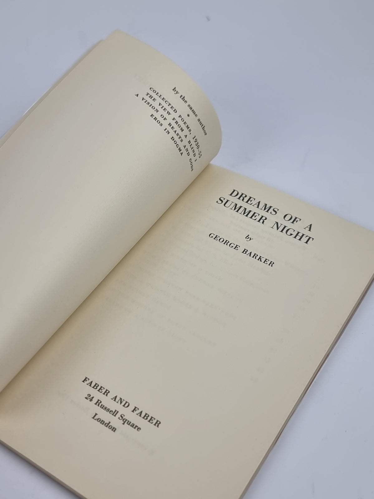Dreams of a Summer Night, George Barker — 1st Edition (Proof)