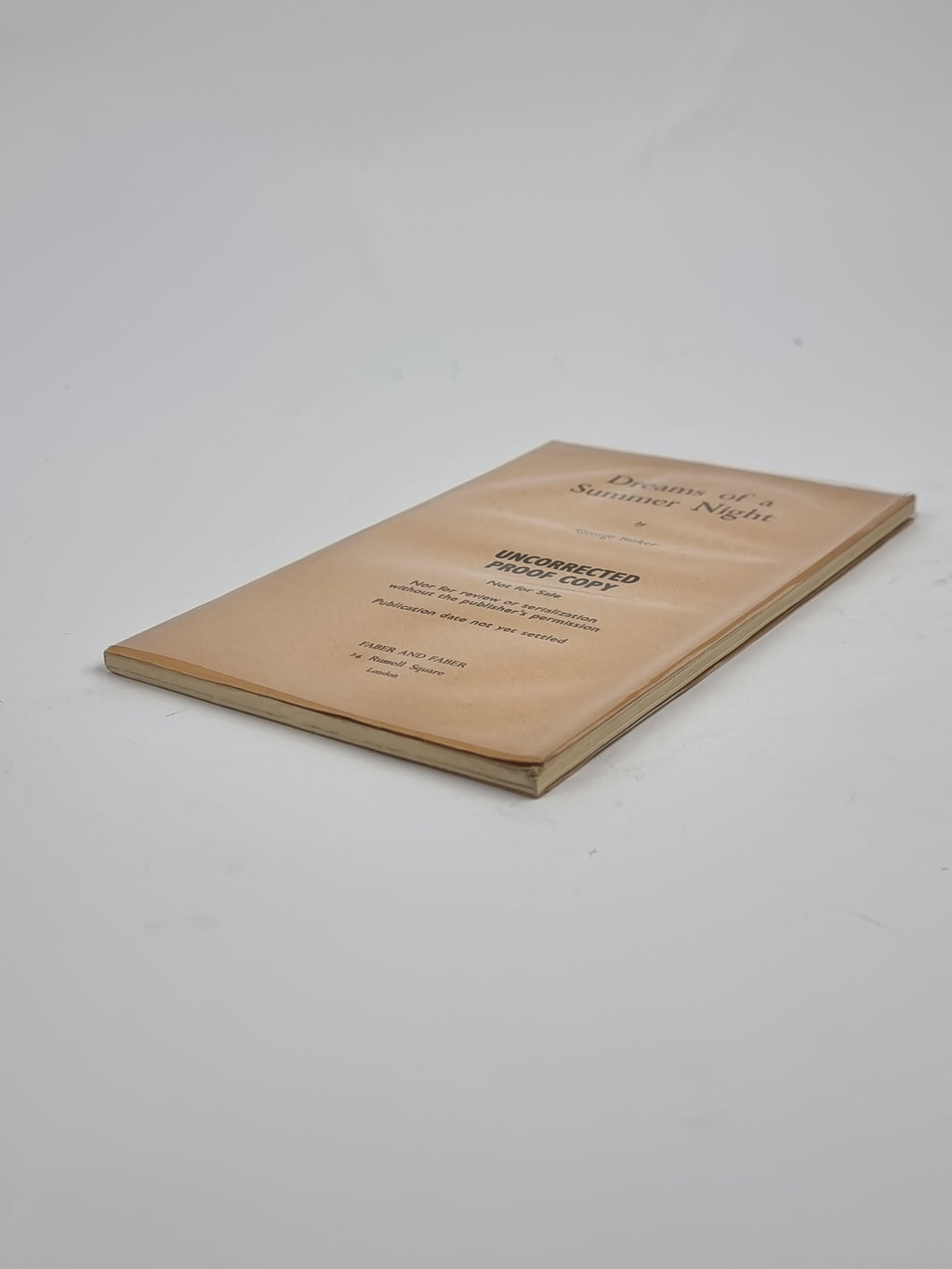 Dreams of a Summer Night, George Barker — 1st Edition (Proof)