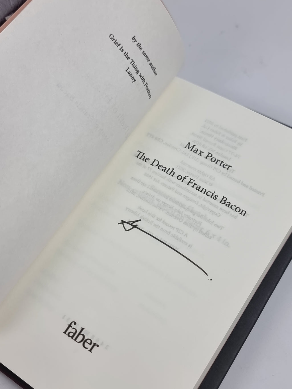 The Death of Francis Bacon, Max Porter — 1st Edition, Signed