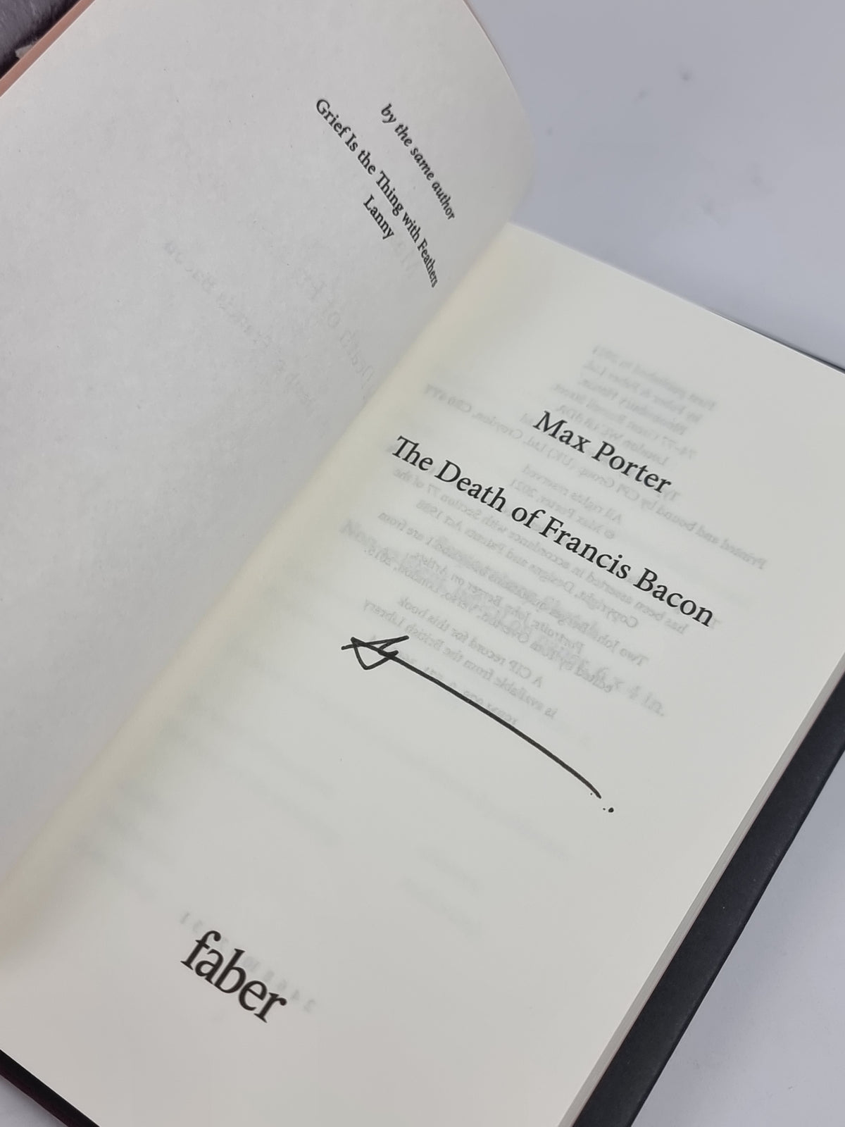 The Death of Francis Bacon, Max Porter — 1st Edition, Signed