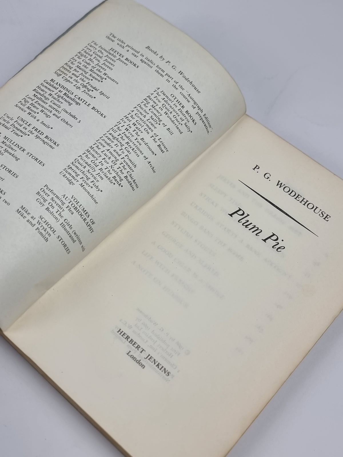 Plum Pie, P.G. Wodehouse — 1st Edition (Uncorrected Proof)