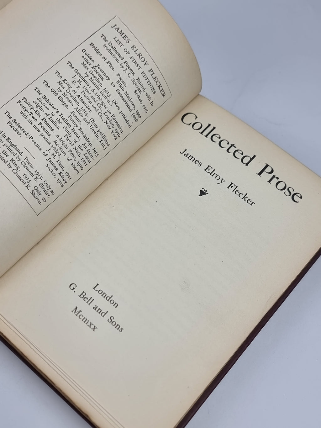 Collected Prose, James Elroy Flecker — 1st Edition