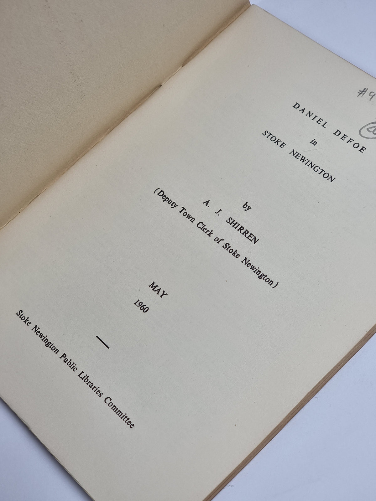 Daniel Defoe in Stoke Newington, A. J. Shirren — 1st Edition