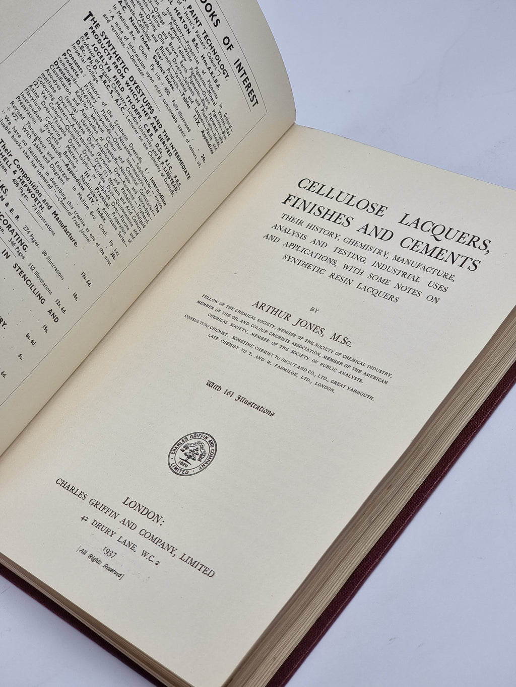 Cellulose Lacquers, Finishes and Cements, Arthur Jones — 1st Ed