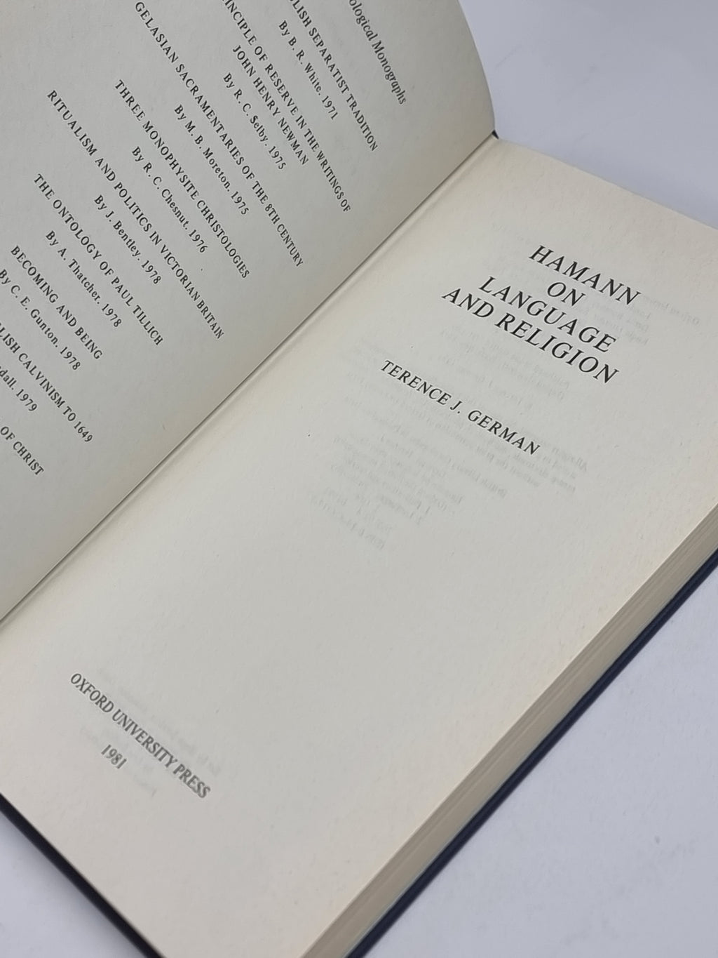 Hamann on Language and Religion, Terence J. German — 1st Ed