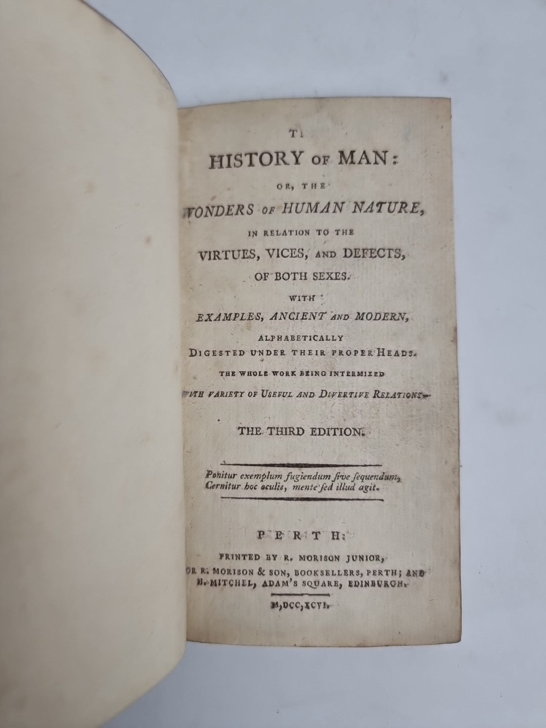 RARE 1796 The History of Man or The Wonders of Human Nature 3rd Edition 