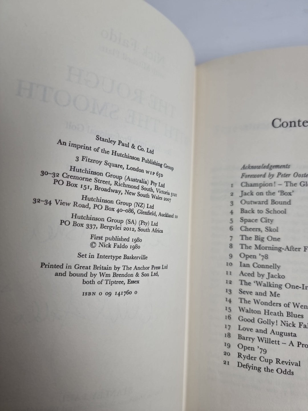 Nick Faldo, Rough with the Smooth: Breaking into Pro Golf.  Signed 1st Edition 