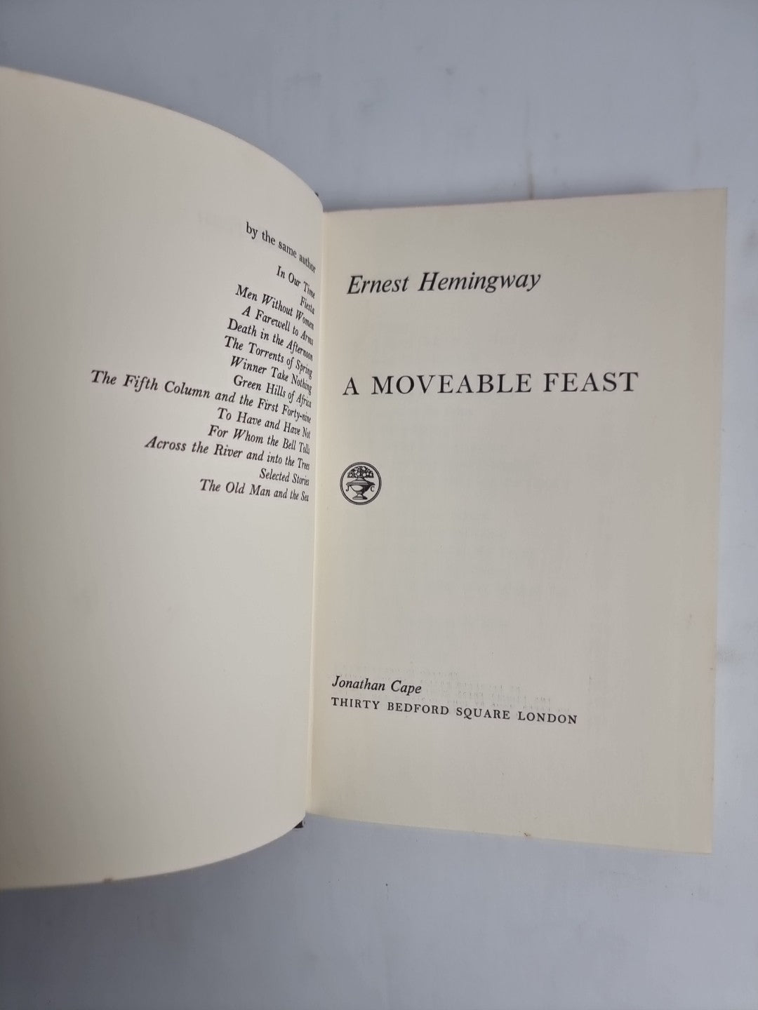 A Moveable Feast by Ernest Hemingway First UK Edition 1964