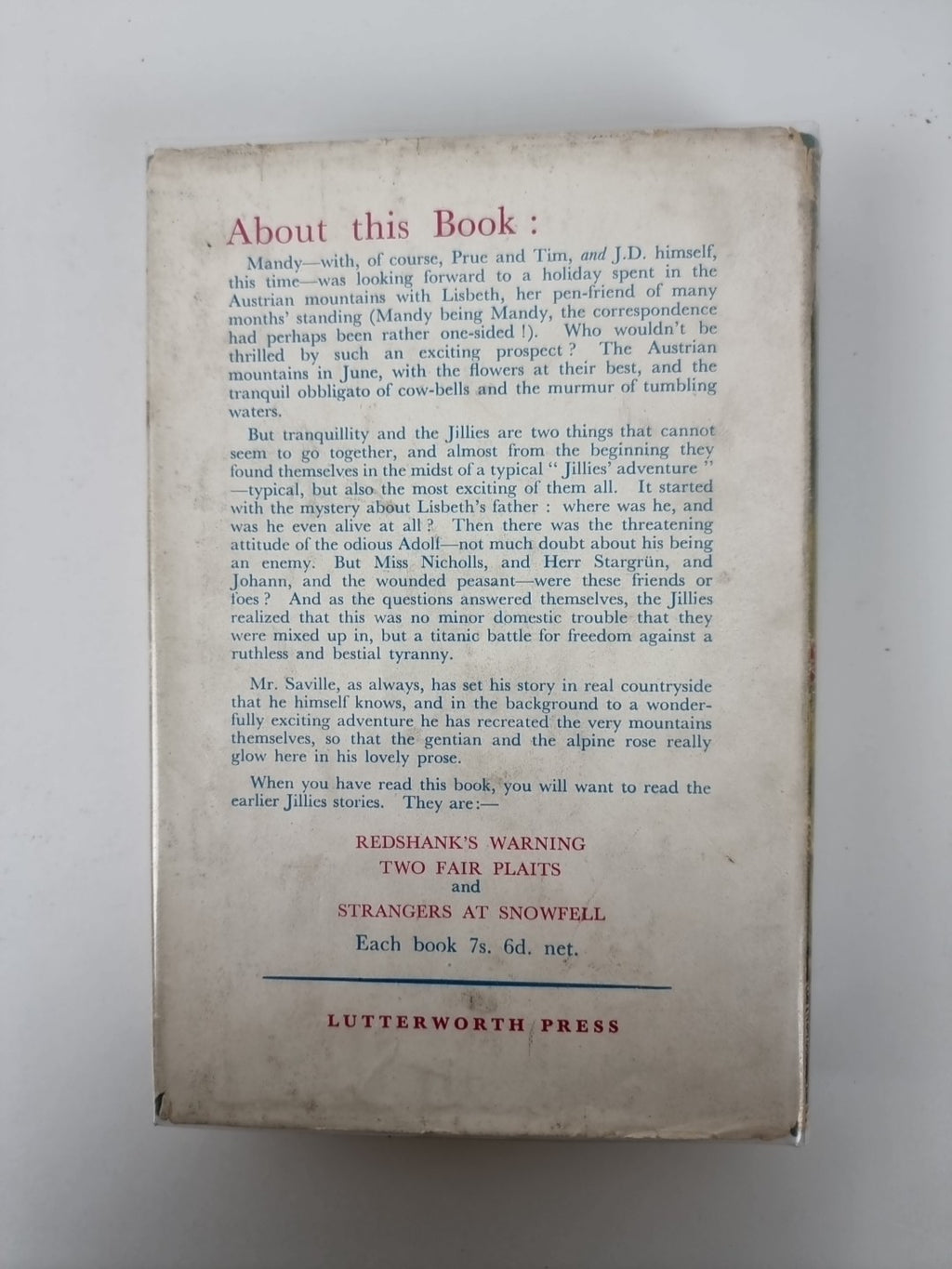 The Sign of the Alpine Rose, Malcolm Saville — 1st Edition, 1st Impression