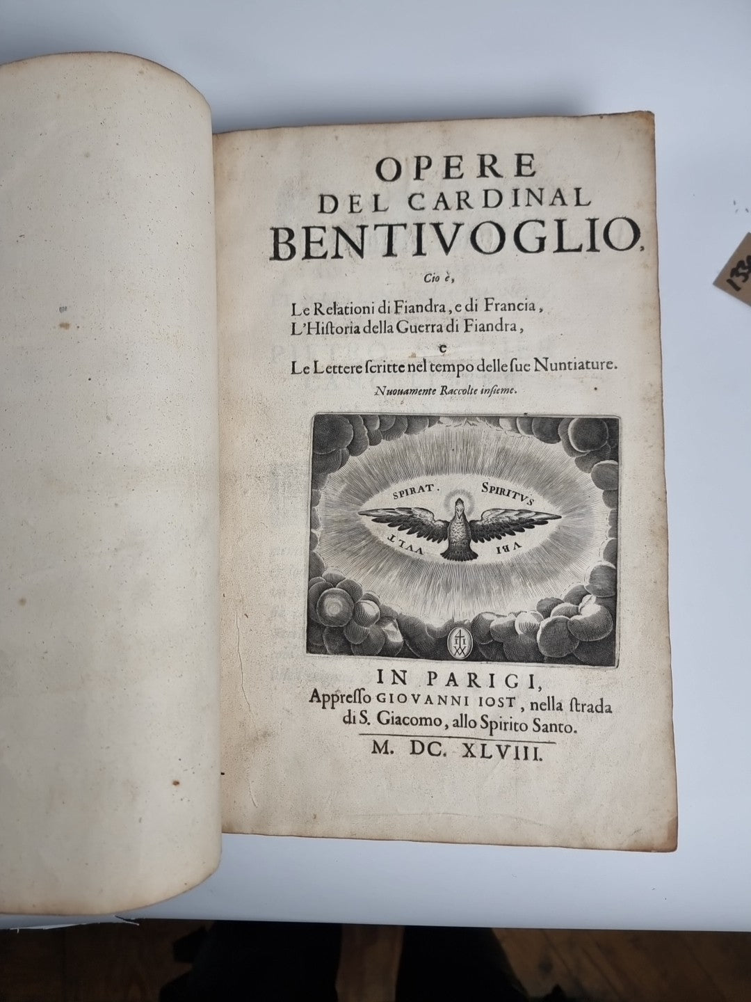 1648 Opere Del Cardinal Bentivoglio History of Flanders & Dutch Revolt Italian