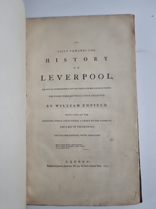 1774 AN ESSAY TOWARDS THE HISTORY OF LIVERPOOL BY ENFIELD 2nd Edition 