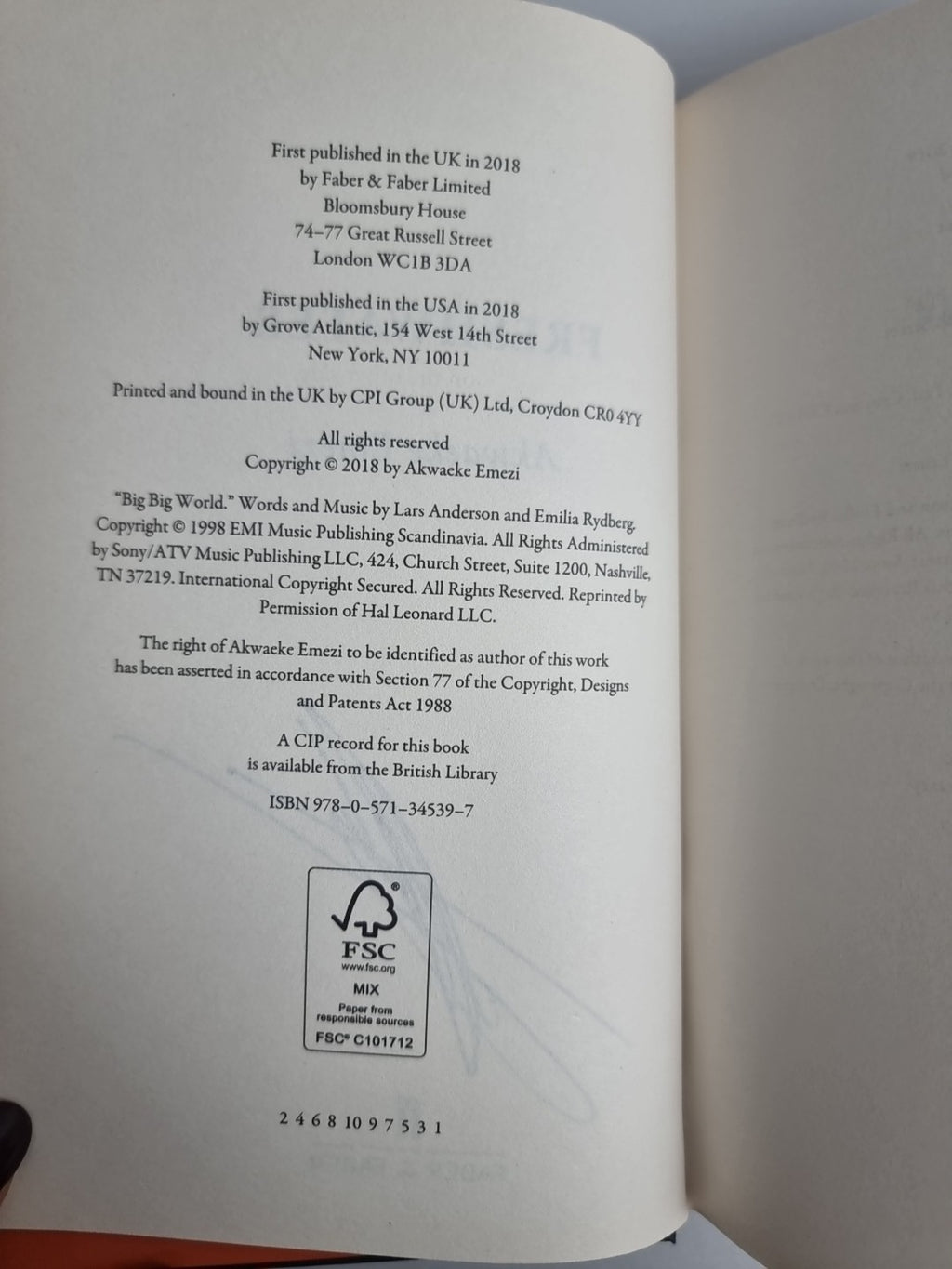 Freshwater, Akwaeke Emezi — First Edition, SIGNED