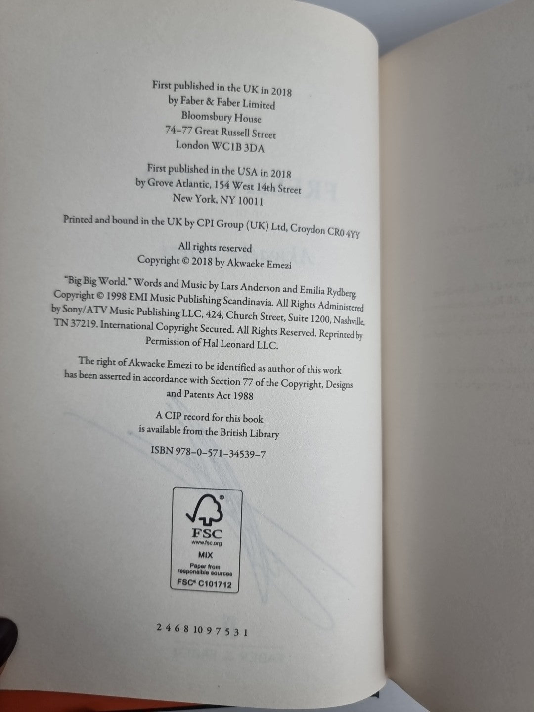 Freshwater, Akwaeke Emezi — First Edition, SIGNED