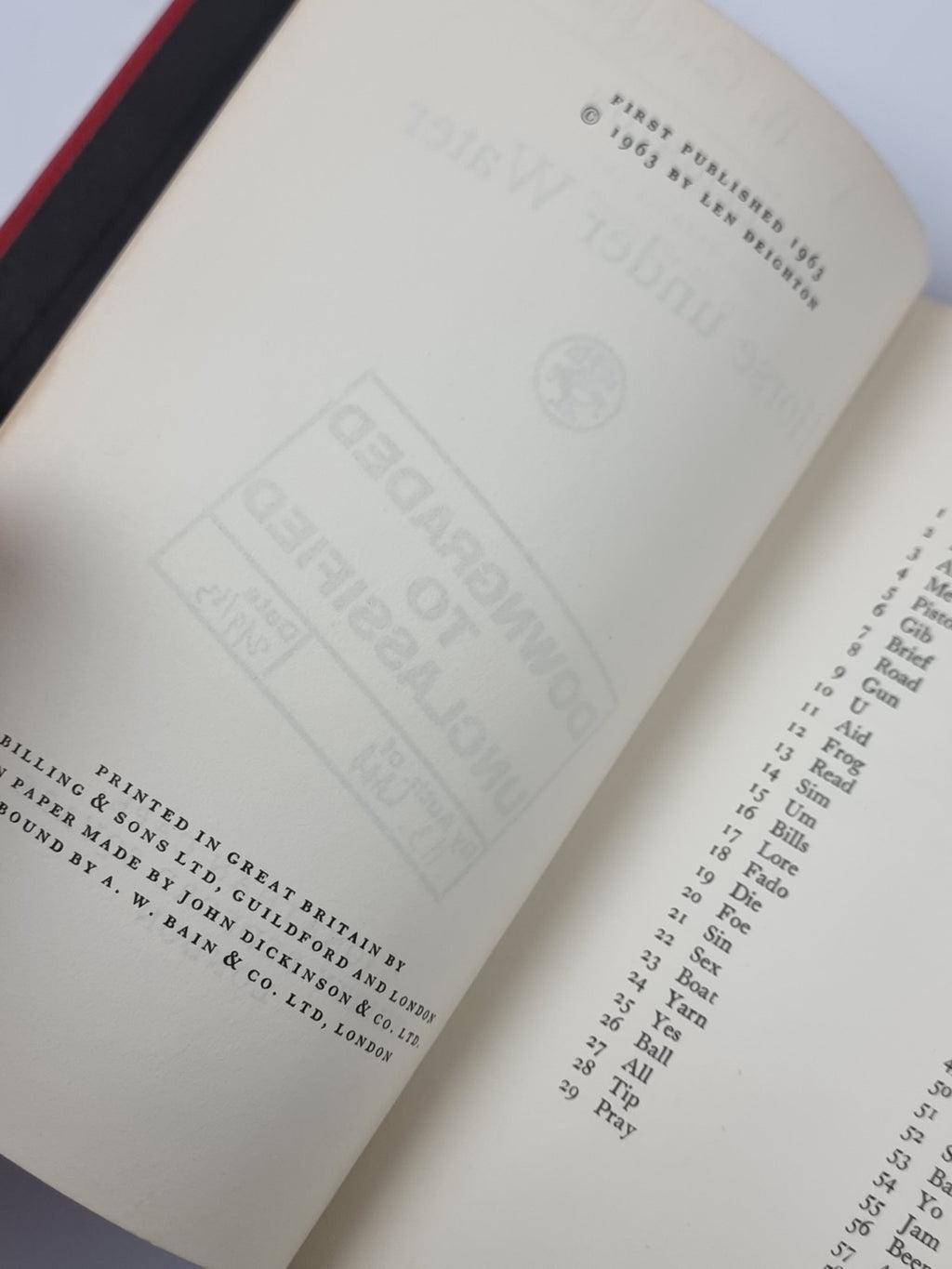 Horse Under Water, Len Deighton - First UK Edition
