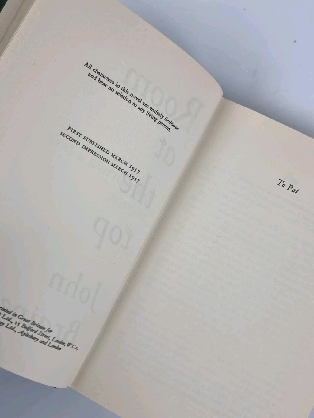 Room At The Top, John Braine - First Edition, Second Impression