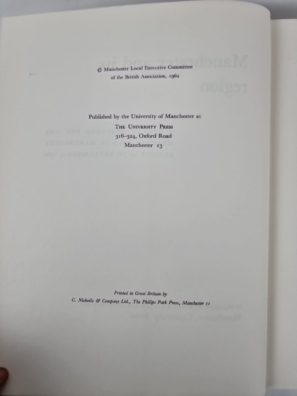 Manchester And Its Region; A Survey Prepared for The British Association