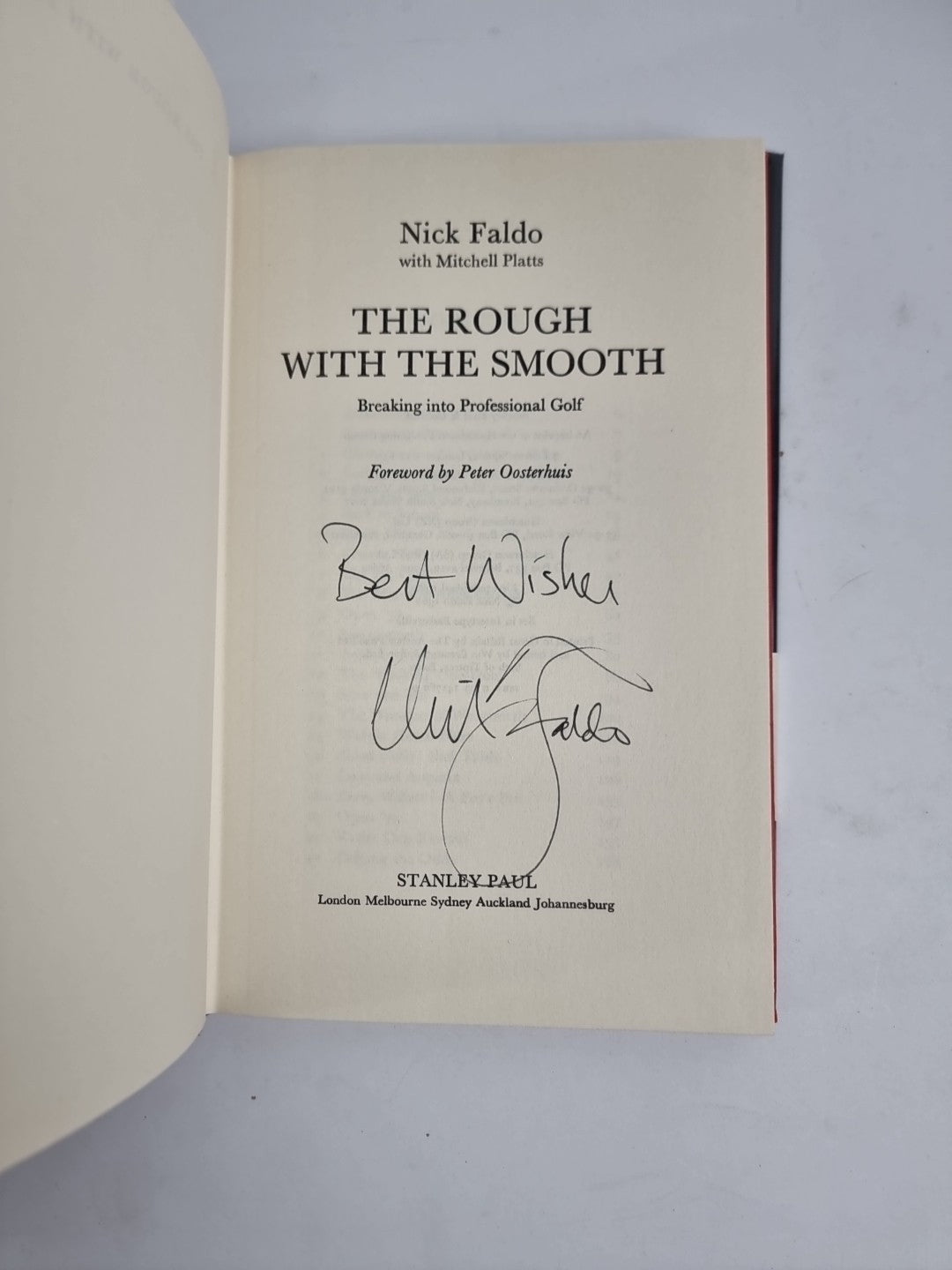Nick Faldo, Rough with the Smooth: Breaking into Pro Golf.  Signed 1st Edition 