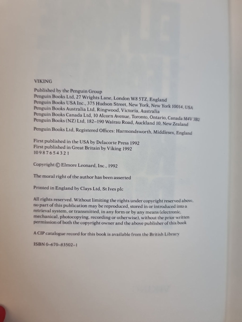 Rum Punch, Elmore Leonard — UK First Edition