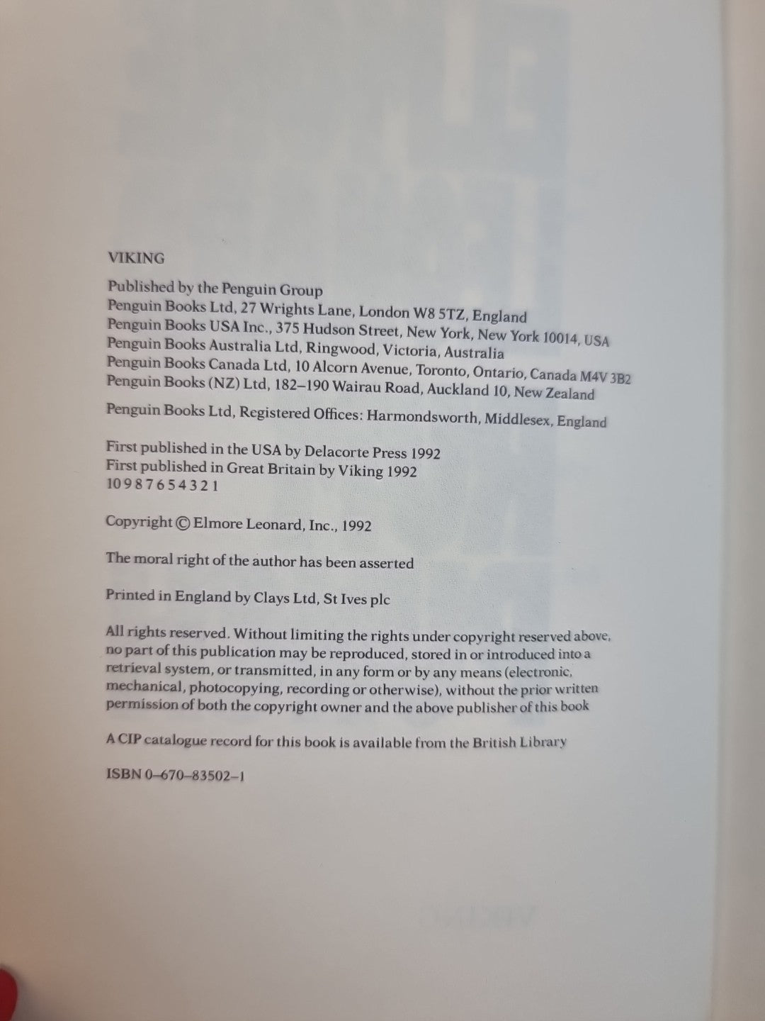 Rum Punch, Elmore Leonard — UK First Edition