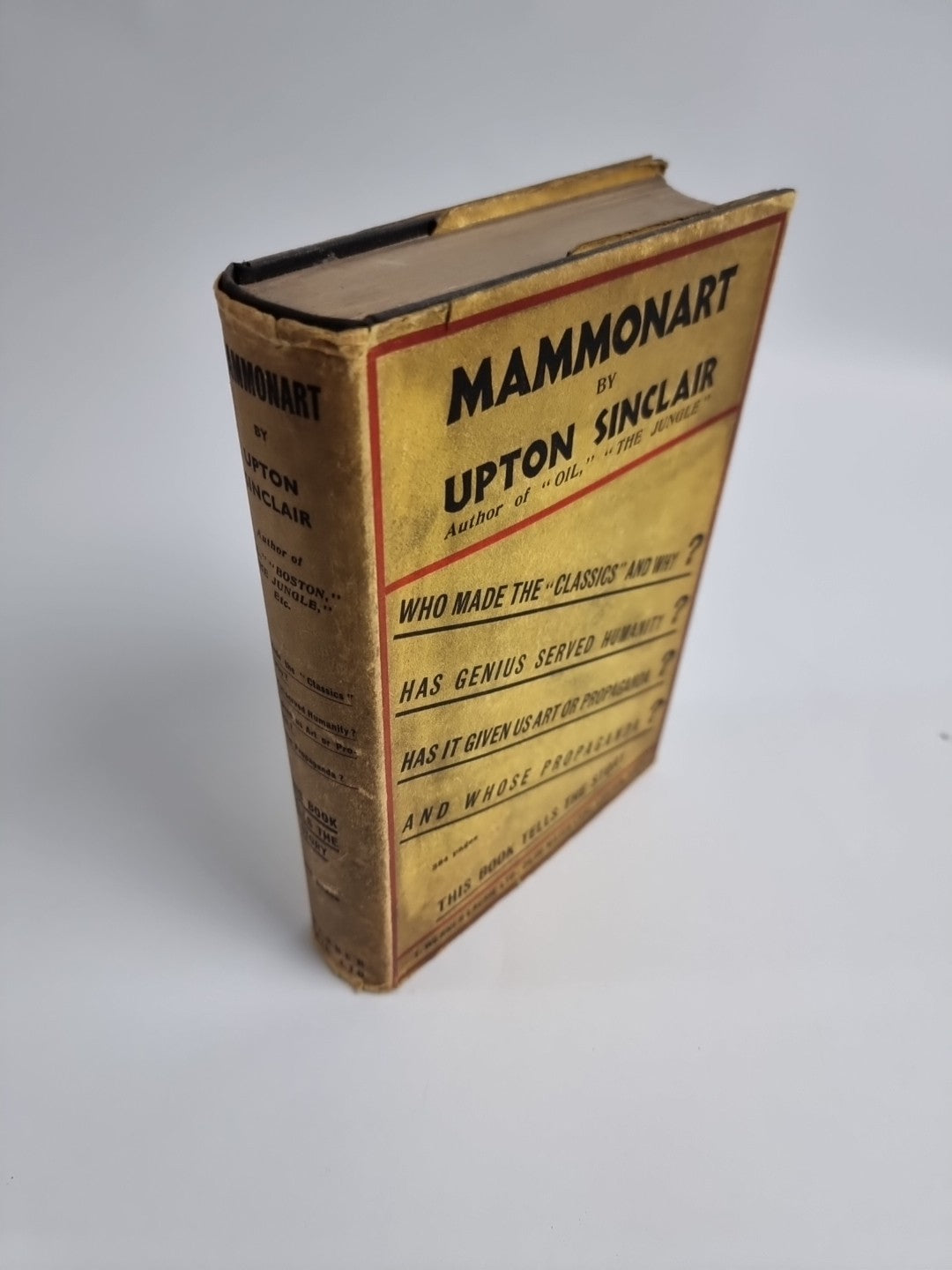 Upton Sinclair,  Mammonart 1934 1st UK Edition 