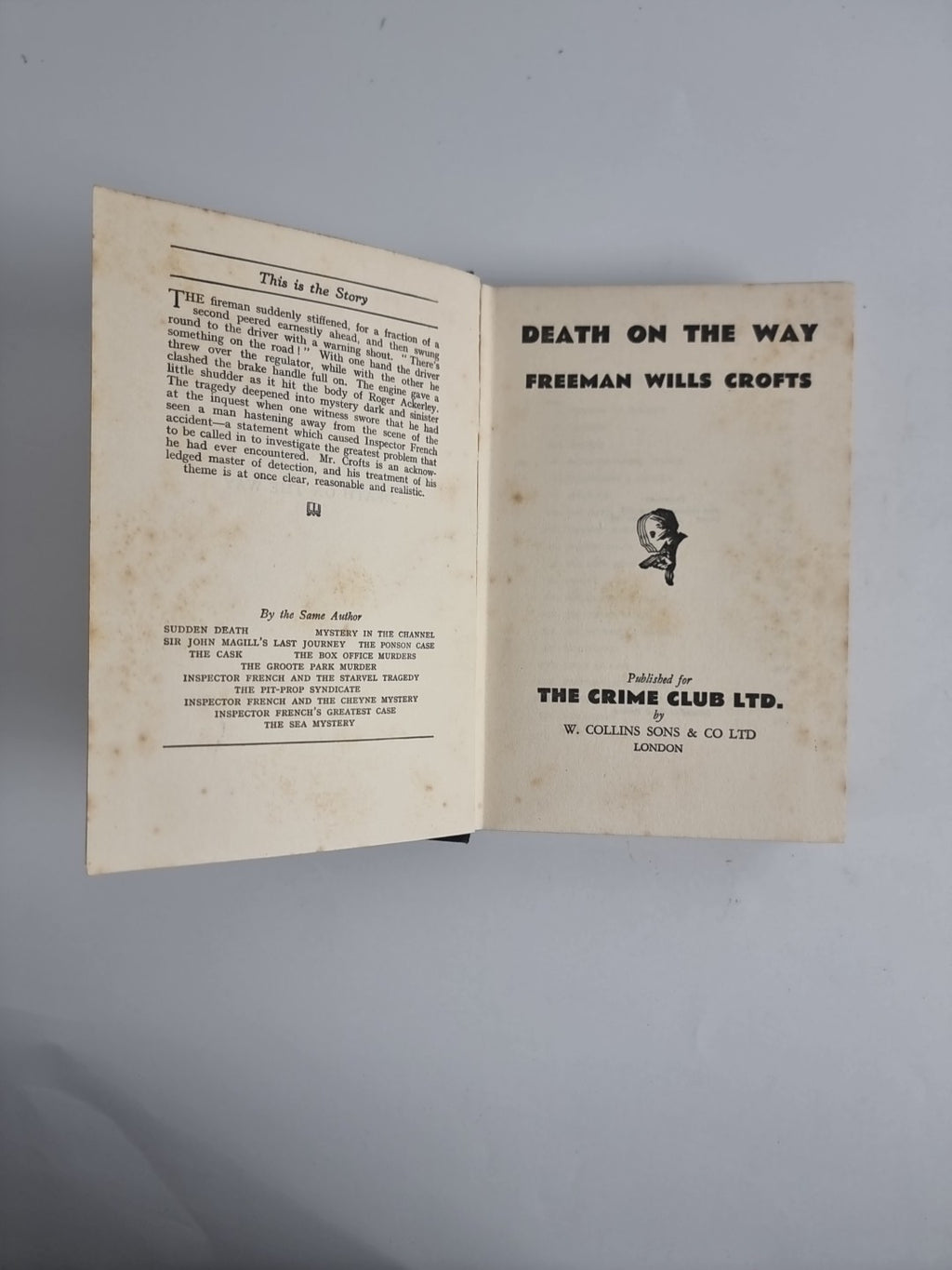 Death On The Way, Freeman Wills Croft, The Crime Club — 1st Ed. 2nd Imp.